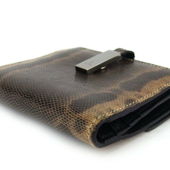 GUCCI W Hook Wallet Lizard Vigma Press Leather Auth USED F1619 - Picture 9 of 10